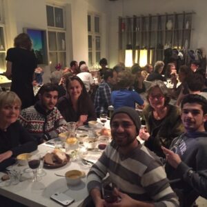 Dinner with refugees at Hôtel Droog